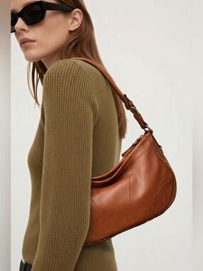 Fossil Brown Leather Hobo Shoulder Bag 13x9 NWOT